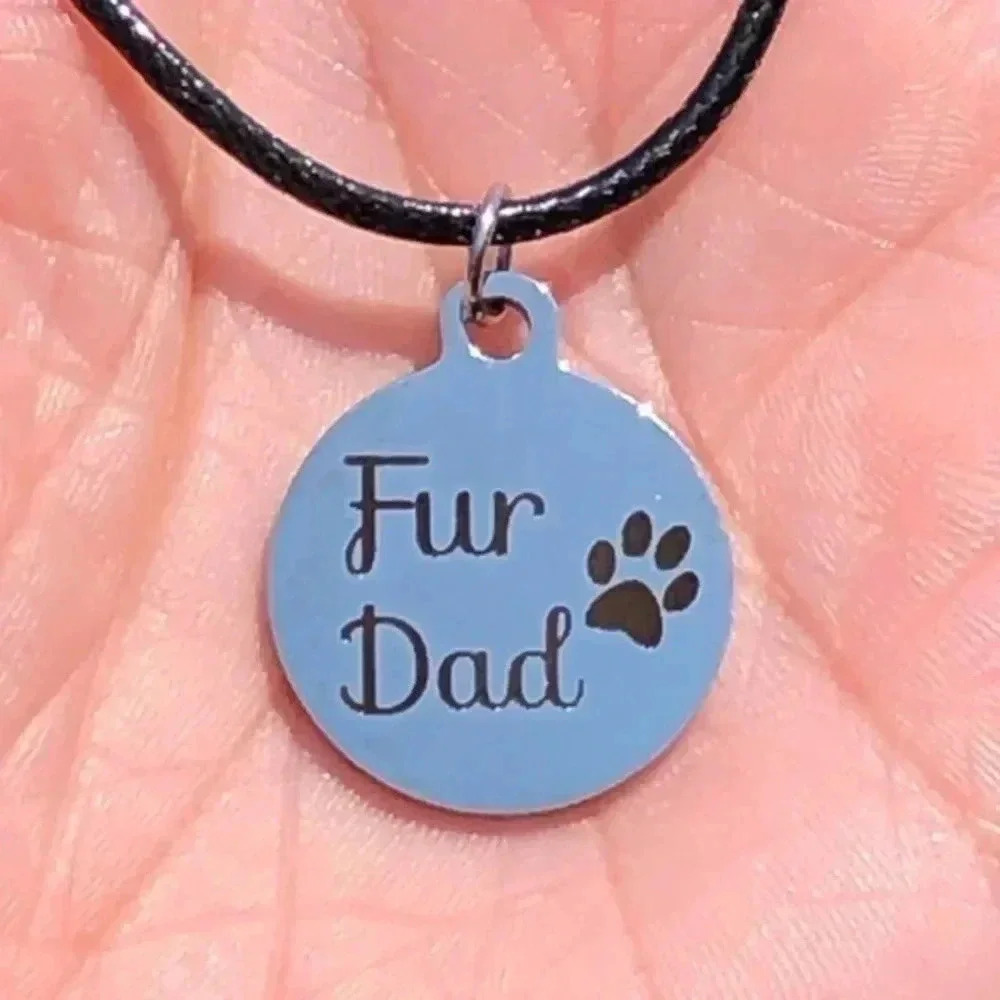 Fur Dad High Polish Stainless Steel Necklace NWT